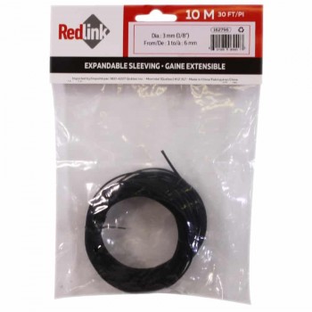 RedLink PET Expandable Braided Sleeving - 3mm (1/8") Diameter - 10m - Black