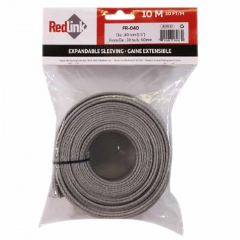 RedLink Gaine extensible tressée - Diamètre de 40mm (1-1/2") - 10m - Gris