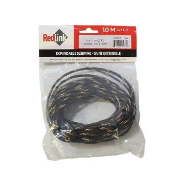 RedLink  Expandable Braided Sleeving - 6mm (1/4") Diameter - 10m - Black & Gold