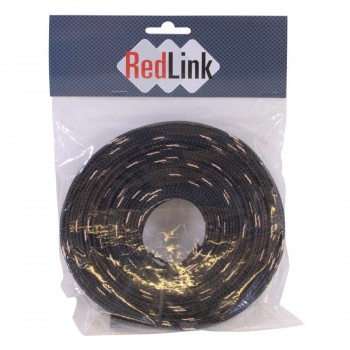 RedLink Braided Extensible Sleeving - 20mm (3/4") Diameter - 10m - Black & Gold