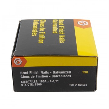 Fasterners Brad Finish Nails Galvanized 16Ga x 1-1/2 in. Box of 2500