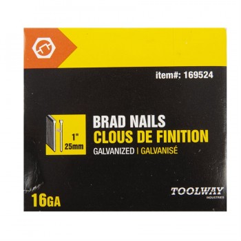 Fasterners Brad Finish Nails Galvanized 16Ga x 1 in. Box of 2500