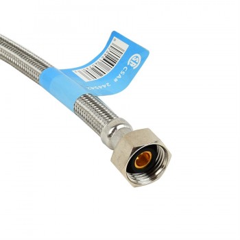 Tube d'alimentation en eau Acier inoxydable tressé 1/2 po. FIP x 1/2 po. FIP x 12 po. Robinet