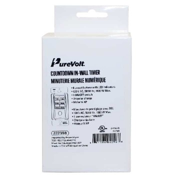 PureVolt Minuterie Numérique Murale - 7 boutons préréglables - Blanc