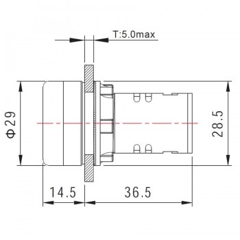 NHD Témoin lumineux DEL - Tête affleurante - 24 V CA/CC - Jaune