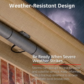 GE Antenne TV amplifiée pour extérieur/grenier 1080P VHF UHF - portée de 90 km