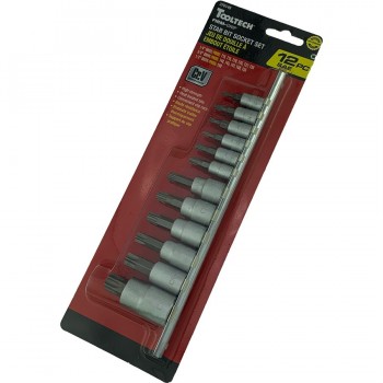 Tooltech Jeu de douilles à embout étoile 12 pièces 1/4 po, 3/8 po et 1/2 po