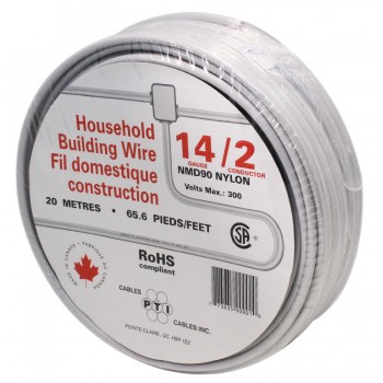 14/2 NMD90 INDOOR BUILDING WIRE - 300V - 20 meters (65.6 ft.)