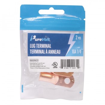 PureVolt 1 AWG Lug Terminal for 1/4" Screws - Pack of 2