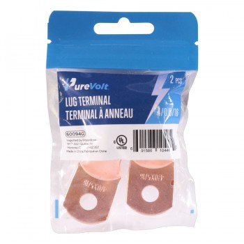 PureVolt 4/0 AWG Lug Terminal for 5/16" Screws - Pack of 2