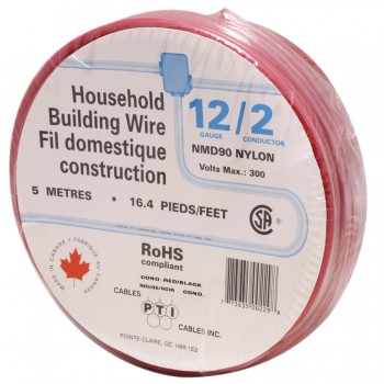 PTI  Construction Electrical Wire - 2c / 12 AWG - NMD90 - FT1 - Red - 5M