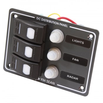 PureVolt Waterproof Control Panel - IP55 - 3 Switches/3 Circuit Breakers