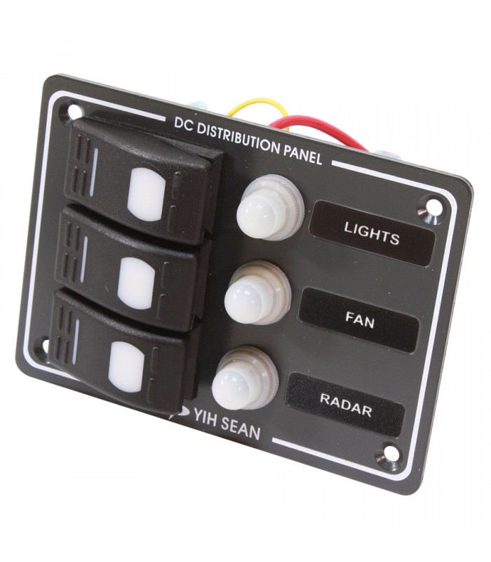 PureVolt Waterproof Control Panel - IP55 - 3 Switches/3 Circuit Breakers