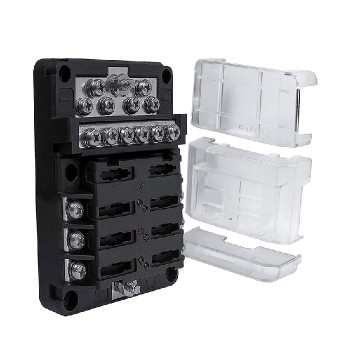 PureVolt Boîtier de jonction modulaire pour fusible à lame avec bus négatif - 6 voies