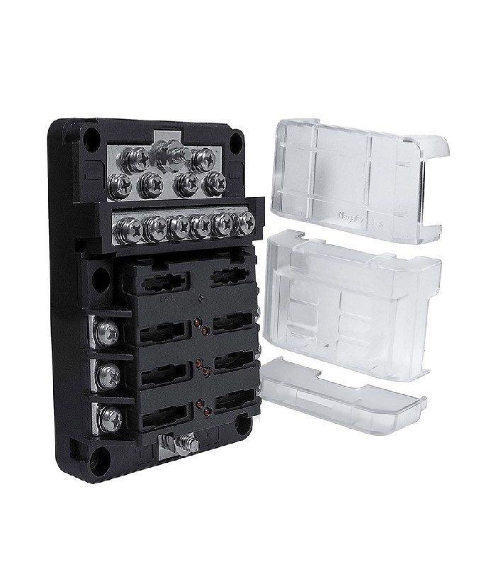 PureVolt Modular Blade Fuse Blocks with Negative Bus - 6-Way