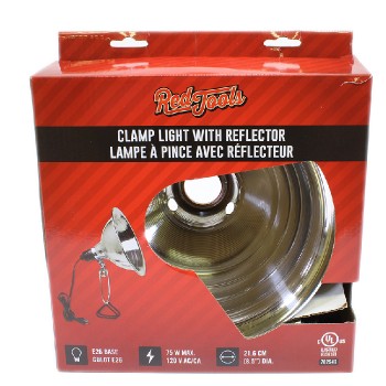 RedTools Lampe à pince avec réflecteur en aluminium 8-1/2 po.