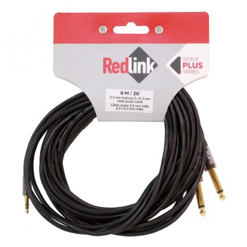 RedLink Cable Audio 3.5mm stéréo à 2 X 6.3mm Mâle Mono 8m / 26 pi