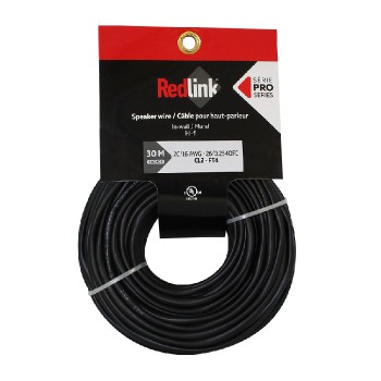 RedLink Fil à haut-parleur - 2C/16 AWG - CL2 - FT4 - Noir - 30 m