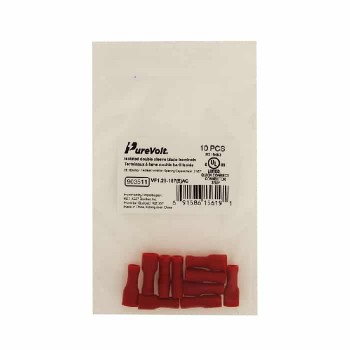 PureVolt Terminal lame isolé femelle - .187" - 22-16 AWG - Rouge - Paquet de 10