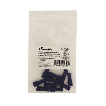 PureVolt Terminal lame isolé femelle - .187" - 16-14 AWG - Bleu - Paquet de 10