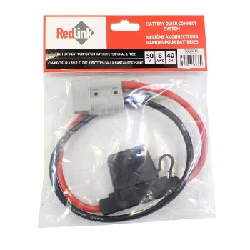 RedLink High-Current Anderson Connectors Extension with Ring Terminals and Fuse - 50A - 8AWG - 30cm