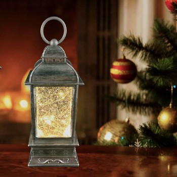 Ason Decor LED Christmas Lantern with Mini Light - 9.5" - With Snow
