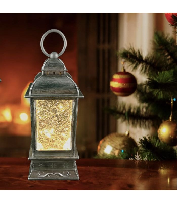 Ason Decor LED Christmas Lantern with Mini Light - 9.5 - With Snow