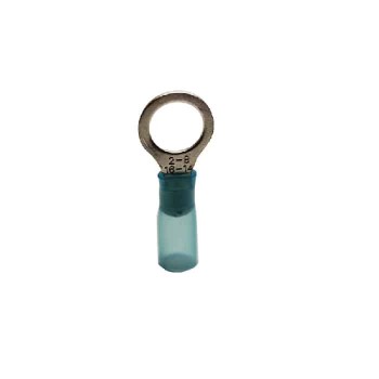 PureVolt Heat Shrink Ring Terminal - #8 Screw - 16-14 AWG - Blue - Pack of 10