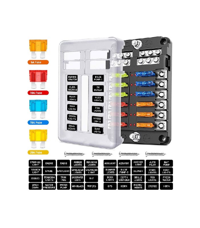 PureVolt Boîtier de jonction modulaire pour fusible à lame - 12 voies