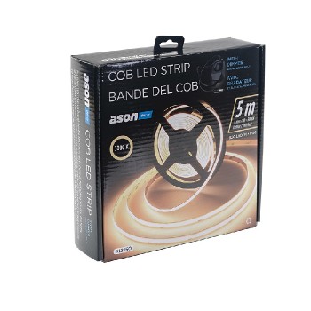 Ason Decor Bande DEL COB flexible avec gradateur - 24 V - 320 DEL/m - IP20 - 3000 K - 5 mètres