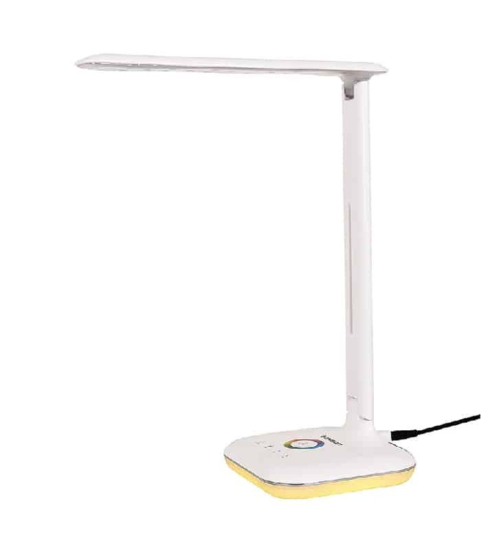 Lampe de bureau DEL avec base à couleur changeante RVB - 7W - Blanc