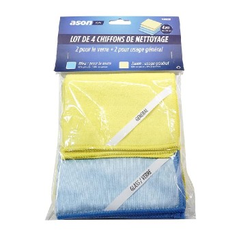 Ason Style General Purpose and Glass Cleaning Cloths - 12" x 12" - Pack of 4