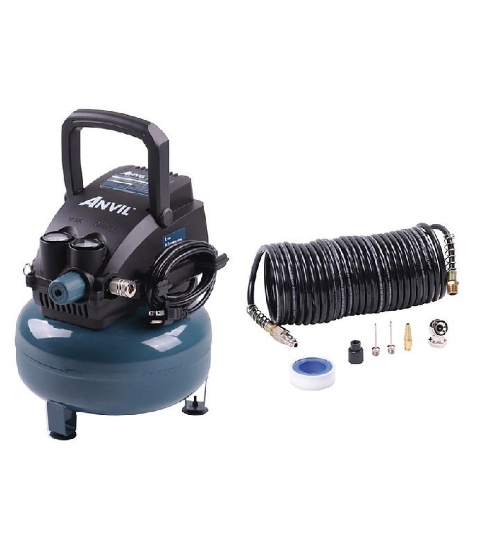 Compresseur à air avec accessoires - 1/3 CV - 100 PSI - 2 gallons - 8 pièces