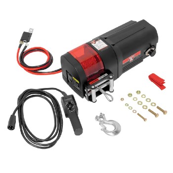 Treuil électrique avec corde métallique et télécommande - 12 V - 1.2 CV - 800 W - Capacité 3500 lbs