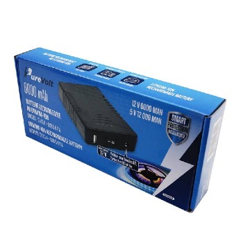 PureVolt Portable 12 V Lithium-Ion Rechargeable Battery - RCA to 2.1 mm Cable with Splitter Cable - USB/2.1 mm - 6000 mAh