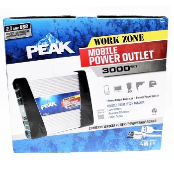 Peak Onduleur de puissance pour véhicule - 4 prise CA et port USB - 3000 W - Réusiné