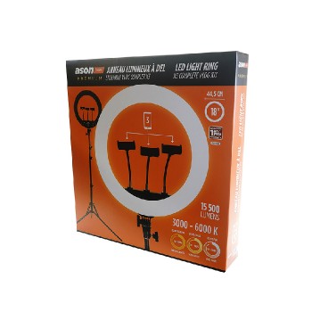 Ason Tech Ensemble pour Vlog avec 3 perches de téléphone intelligent et anneau lumineux de 18 po - 8 pièces