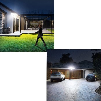 PureVolt  Lumière de sécurité solaire à détecteur de mouvement pour extérieur - Tête triple - 28.8 W - 5000 K - Blanc