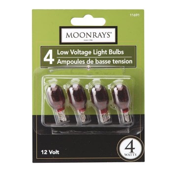 Low Voltage Light Bulb - 12 V - 4 W - Wedge - Red - Pack of 4