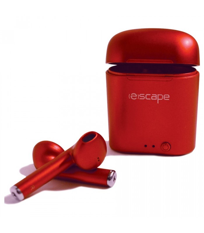 Écouteurs stereo sans fil (TWS) avec station de recharge + microphone rouge métallique