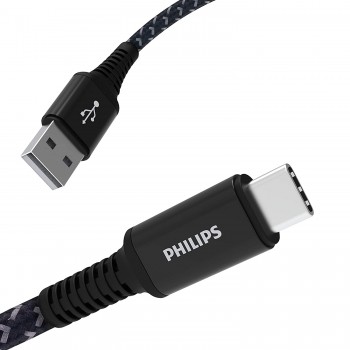Philips 6ft. USB-C Charging Cable with Braided Cord - Black/Gray