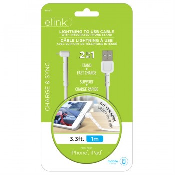 eLink Câble Lightning à USB de 3.3 pi. avec support de téléphone intégré