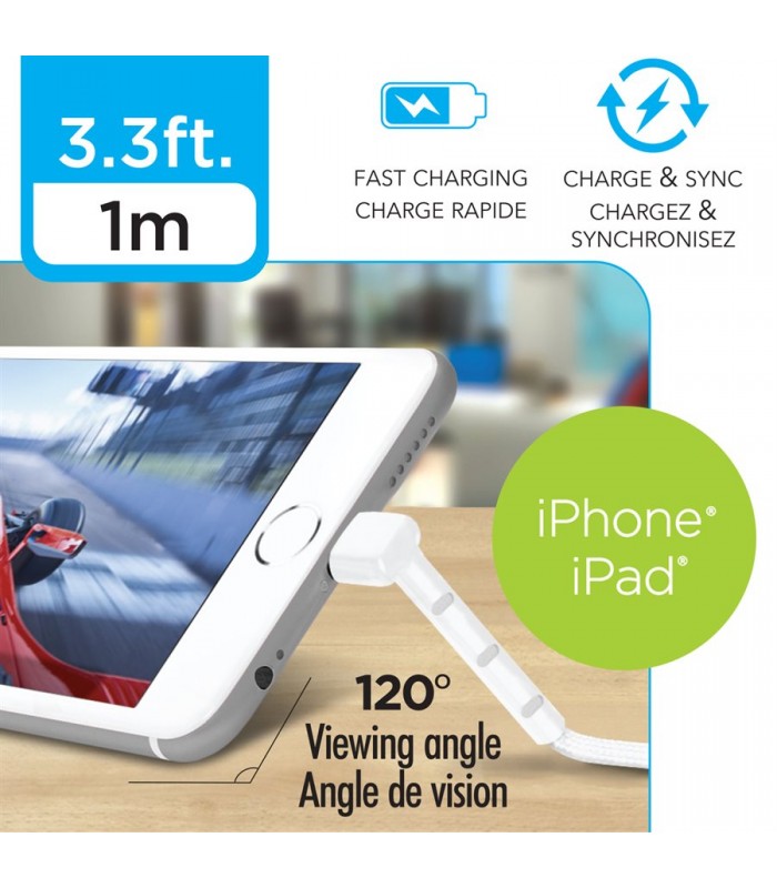 eLink 3.3 ft. Lightning to USB cable with integrated phone stand