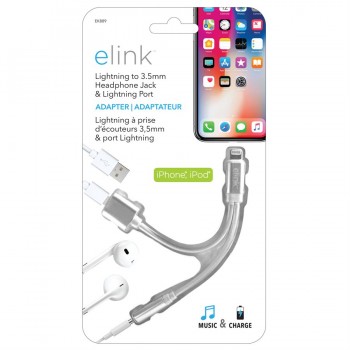 eLink Lightning to 3.5mm headphone jack adapter with charging port