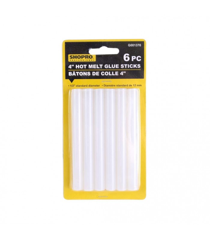 SHOPRO 4 in. Glue Sticks 12mm Diameter Clear - Pack of 6