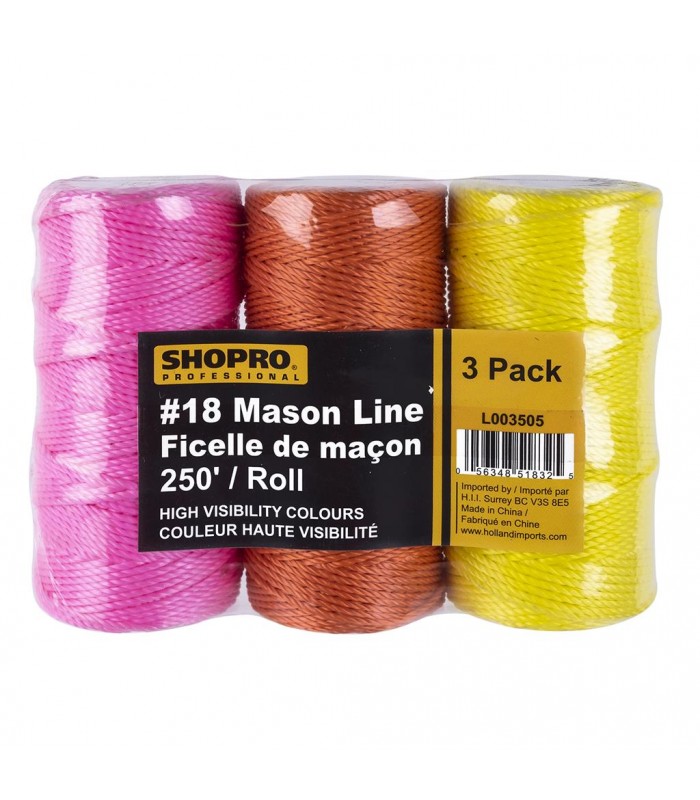 SHOPRO Ensemble de 3 Rouleaux Corde de maçon #18