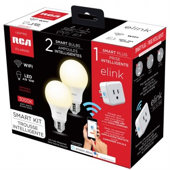 RCA Wi-Fi Smart Home Kit with 2 Dimmable Bulbs and 1 Smart Plug