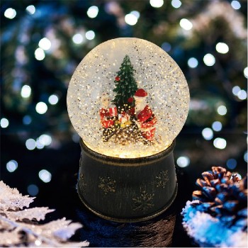 Ason Decor  13 cm X 17.5 cm LED Illuminated Snowglobe - Santa and Mrs. Claus