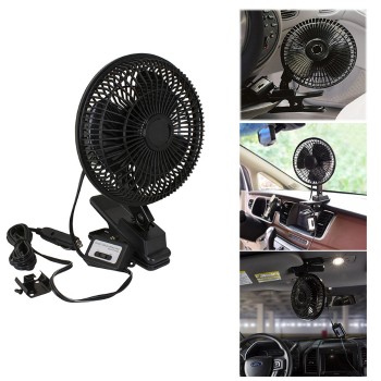 Ason Decor 15 cm Oscillating Fan with Clamp and Car Cigarette Lighter Connector - 12 V