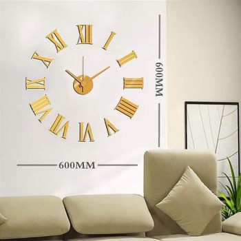 Ason Decor Horloge murale adhésive à chiffres romains - 600 mm - Or